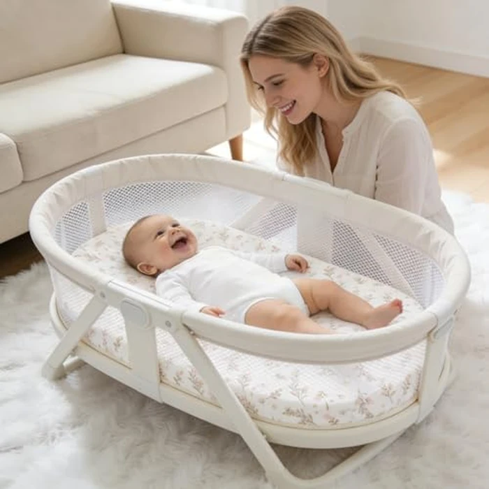 Knirose 100% Organic Cotton Muslin Baby Bassinet Sheets 2 Pack for Baby Girl Boy, Soft Fitted Mattress Cover Compatible with Jestonten/MEICHYUN/Youluzhen/Hichangto Bedside Sleeper Protector Sheet by Knirose - Image 2