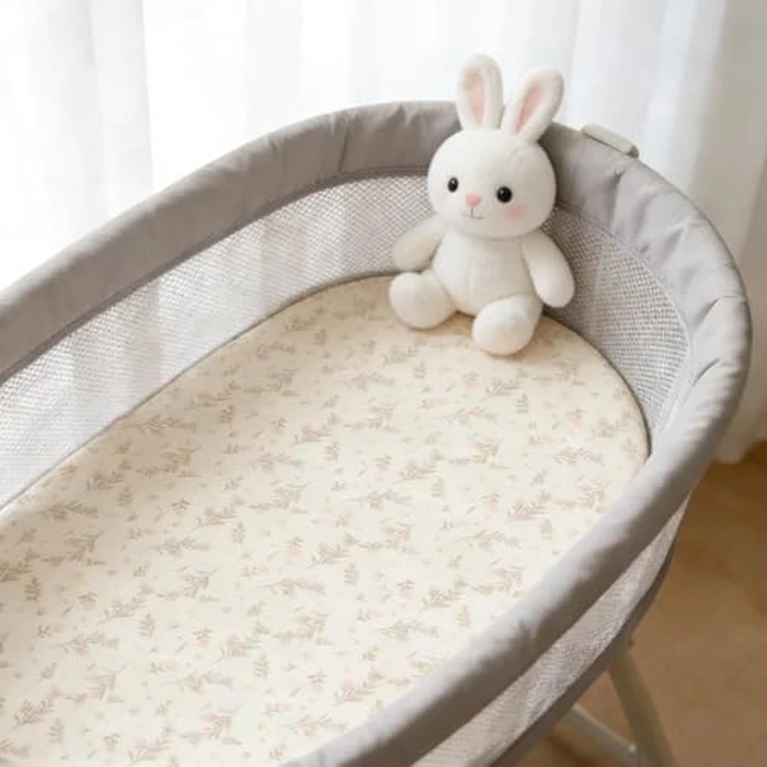 Knirose 100% Organic Cotton Muslin Baby Bassinet Sheets 2 Pack for Baby Girl Boy, Soft Fitted Mattress Cover Compatible with Jestonten/MEICHYUN/Youluzhen/Hichangto Bedside Sleeper Protector Sheet by Knirose - Image 3