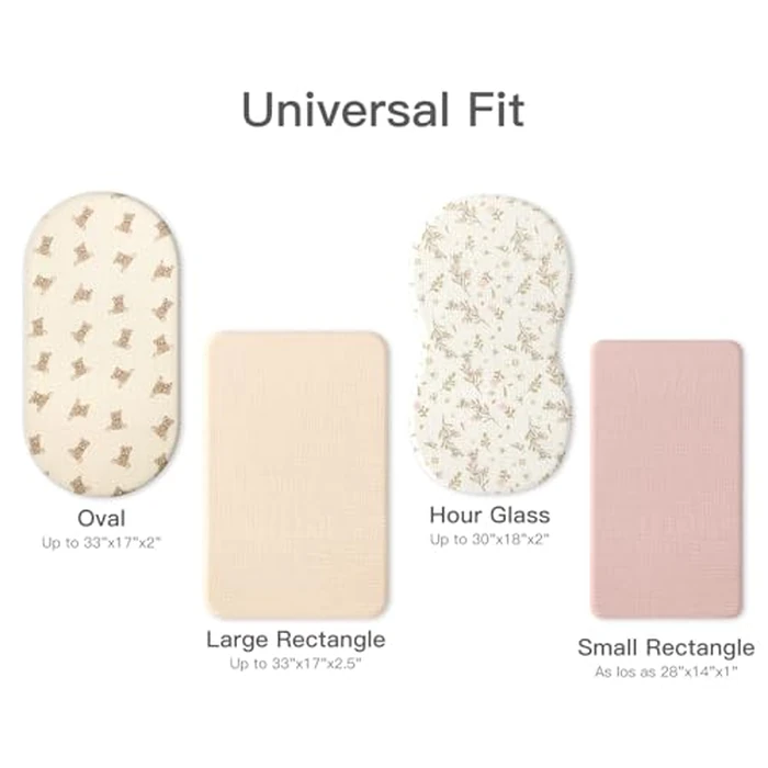 Knirose 100% Organic Cotton Muslin Baby Bassinet Sheets 2 Pack for Baby Girl Boy, Soft Fitted Mattress Cover Compatible with Jestonten/MEICHYUN/Youluzhen/Hichangto Bedside Sleeper Protector Sheet by Knirose - Image 7