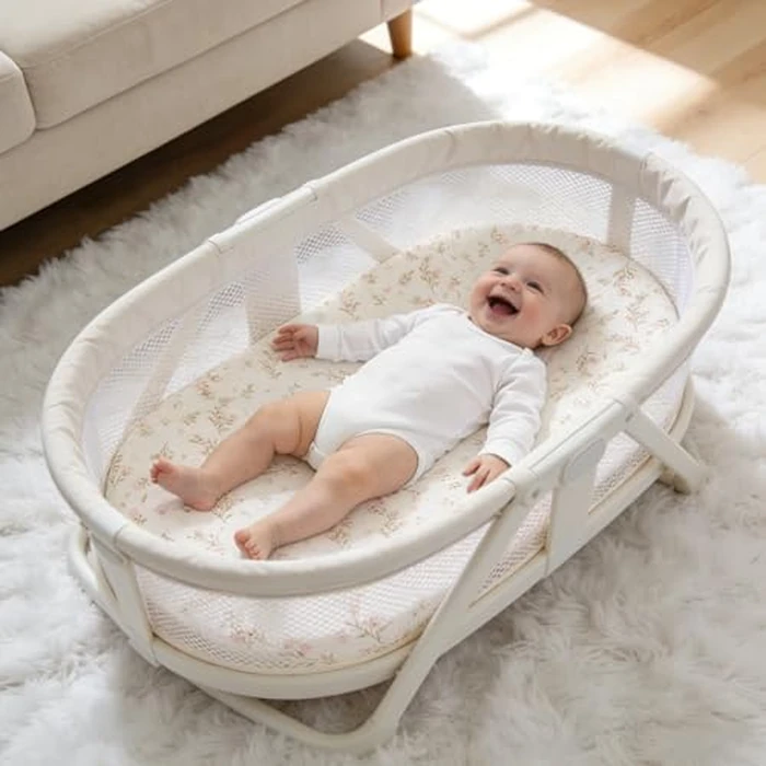 Knirose 100% Organic Cotton Muslin Baby Bassinet Sheets 2 Pack for Baby Girl Boy, Soft Fitted Mattress Cover Compatible with Jestonten/MEICHYUN/Youluzhen/Hichangto Bedside Sleeper Protector Sheet by Knirose - Image 8
