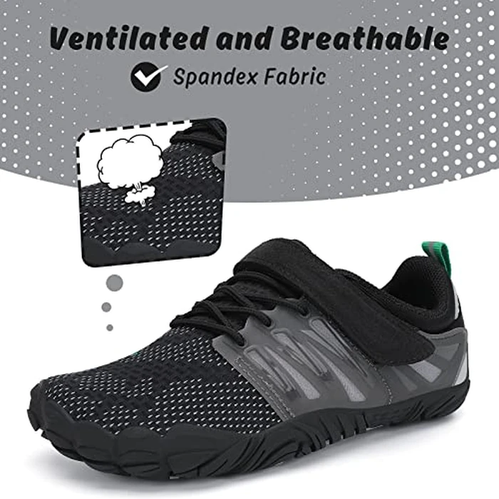 SAGUARO Kids' Barefoot Shoes Boys Girls Quick Dry Aqua Athletic Sneakers Lightweight Sport Footwear Toddler Water Shoes Black/Hook and Loop 2 Little Kid by SAGUARO - Image 2