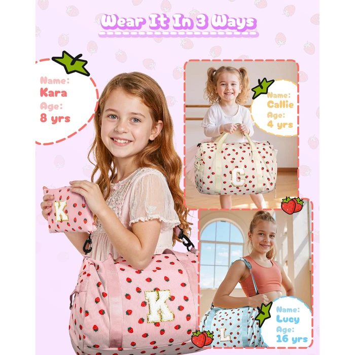 Vogewood Cool Stuff for Teen, Girls Gym Bag, Kids Personalized Overnight Duffle Bags with Shoe Compartment, Monogram Travel Tote with Makeup Bag, Gift for 9 10 11 12 13 Year Old Girl (Letter S) by Vogewood - Image 3