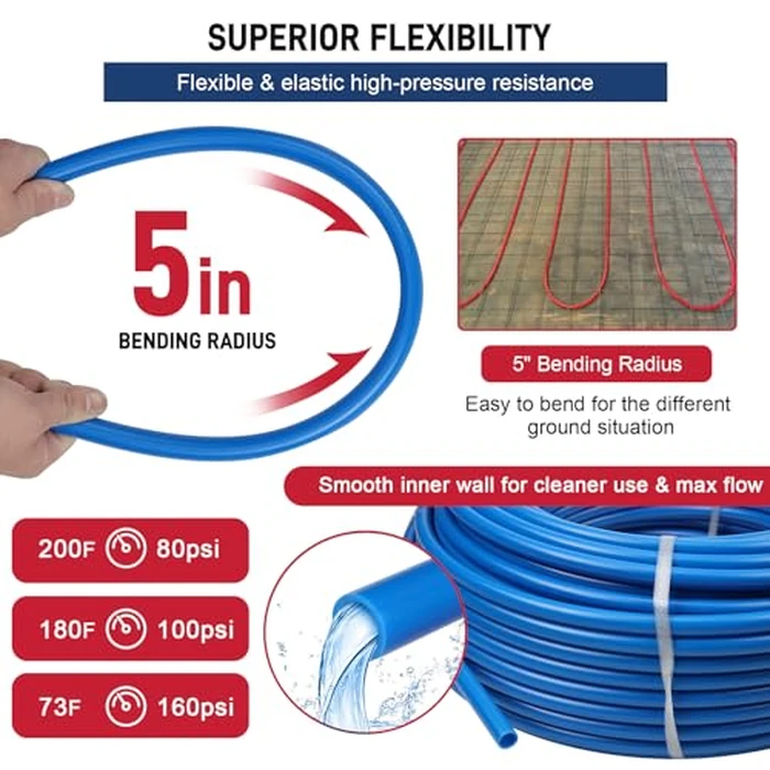 PEX Pipe 1/2 Inch 300ft 2 Rolls PEX Tubing EVOH PEX-B Pipe Non Oxygen Barrier Durable Leakage-Proof Flexible for Residential Water Lines in Homes PEX Radiant Heat Tubing(Red+Blue) by DWALE - Image 3