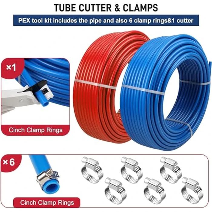 PEX Pipe 1/2 Inch 300ft 2 Rolls PEX Tubing EVOH PEX-B Pipe Non Oxygen Barrier Durable Leakage-Proof Flexible for Residential Water Lines in Homes PEX Radiant Heat Tubing(Red+Blue) by DWALE - Image 5