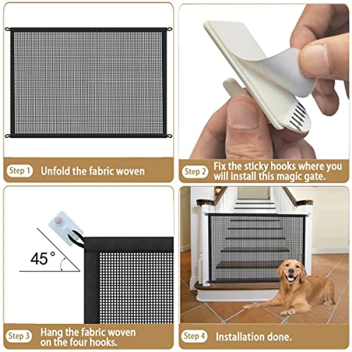 Dog Gate for Stairs Pet Gates for The House: Mesh Dogs Screen Gate for Doorways Stairways Indoor Safety 30 inches Tall, 50 inch Wide by Cupount - Image 4