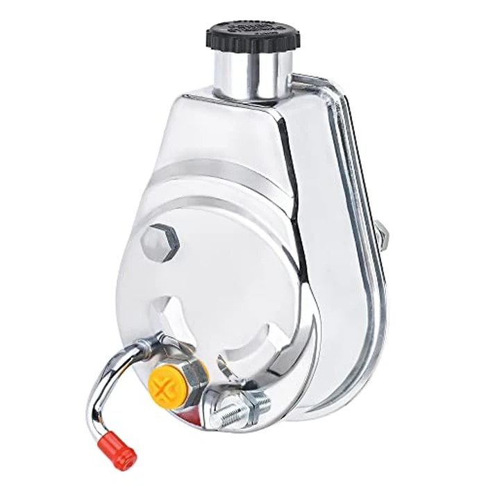 PTNHZ Saginaw Power Steering Pump P Series 5/8" Keyway Pulley Shaft Chrome Street/Hot Rod Reservoir Gearbox Relacement For 66-74 GM Chevy Chevrolet by PTNHZ - Image 1