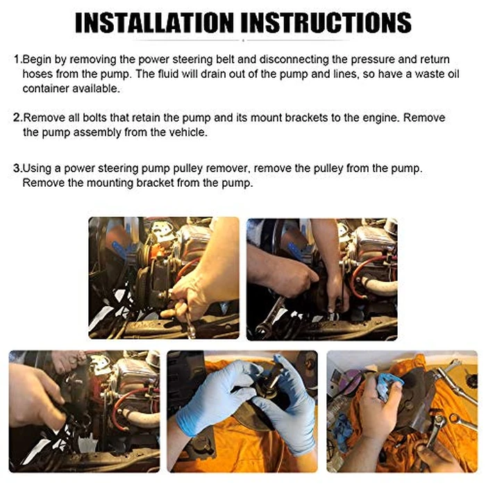 PTNHZ Saginaw Power Steering Pump P Series 5/8" Keyway Pulley Shaft Chrome Street/Hot Rod Reservoir Gearbox Relacement For 66-74 GM Chevy Chevrolet by PTNHZ - Image 5