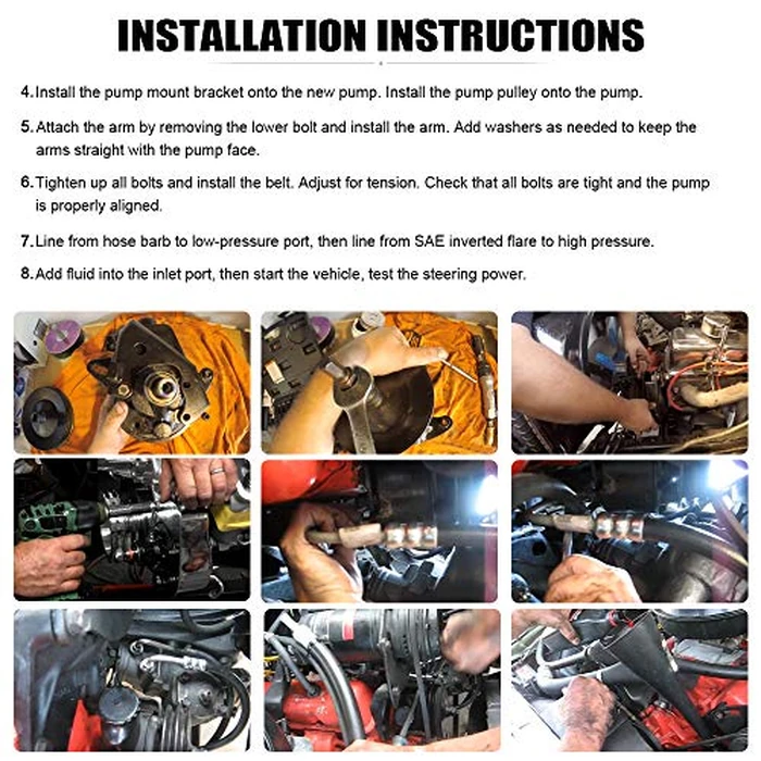 PTNHZ Saginaw Power Steering Pump P Series 5/8" Keyway Pulley Shaft Chrome Street/Hot Rod Reservoir Gearbox Relacement For 66-74 GM Chevy Chevrolet by PTNHZ - Image 6