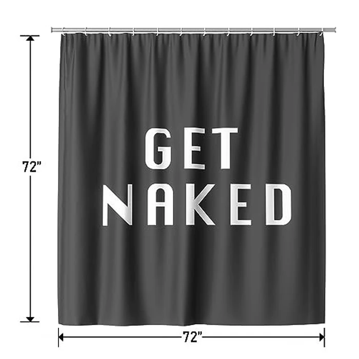 MC Numuss Store Get Naked Shower Curtain, Easy Care Fabric Shower Curtain with Buttonholes, Waterproof and Easy to Install, Stalls and Bathtubs, Machine Washable - 72" L x 72" W (Black) by MC Numuss Store - Image 2