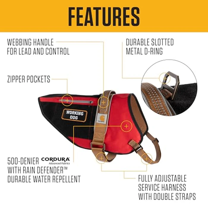 Carhartt Nylon Ripstop Service Dog Harness, Durable & Comfortable Water Repellent Service Dog Vest, Large by Carhartt - Image 2