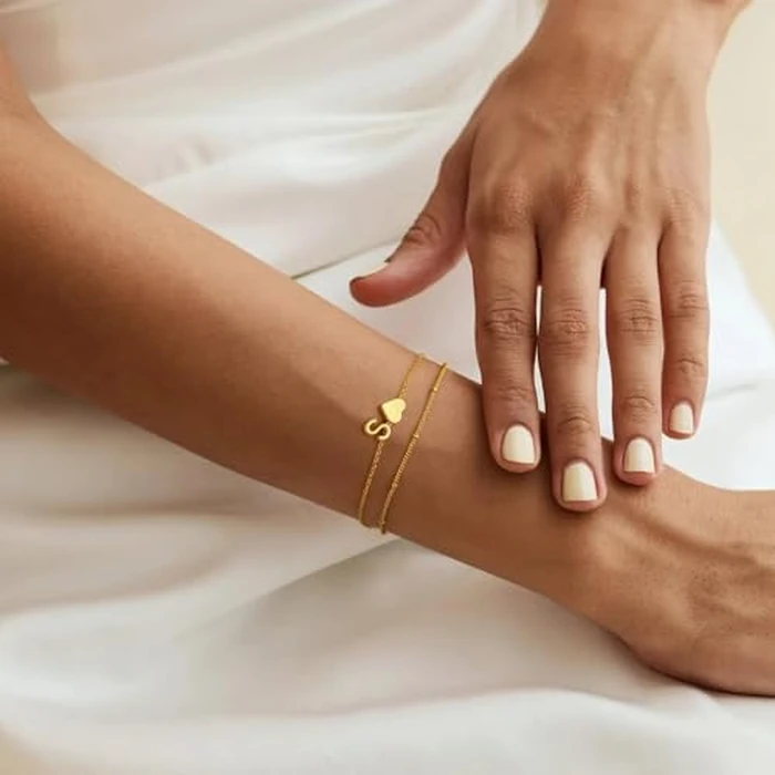 M MOOHAM Initial Bracelets for Women - Dainty 14K-Gold-Plated Heart Initial Letter C Link Charm Bracelets for Women Trendy Gold-Plated Jewelry, Personalized Birthday Gifts for Women by M MOOHAM - Image 4