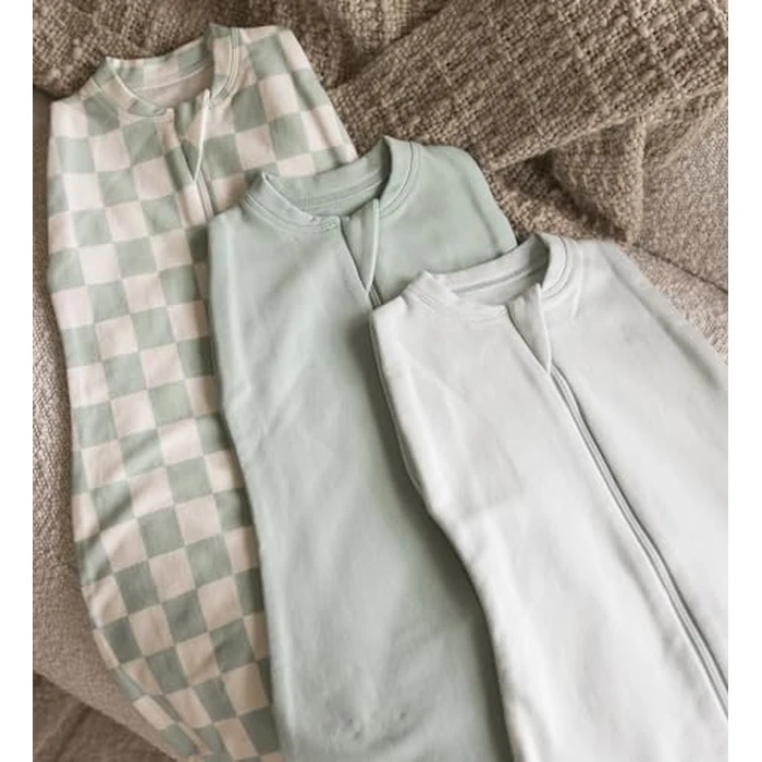 Tiny Twinkle Baby Sleep Sack 0-3 Months 1.0 TOG, Cotton & Elastane Wearable Blanket, Swaddle Transition Micro-Fleece, Machine Washable (Sage Checkers) by Tiny Twinkle - Image 6