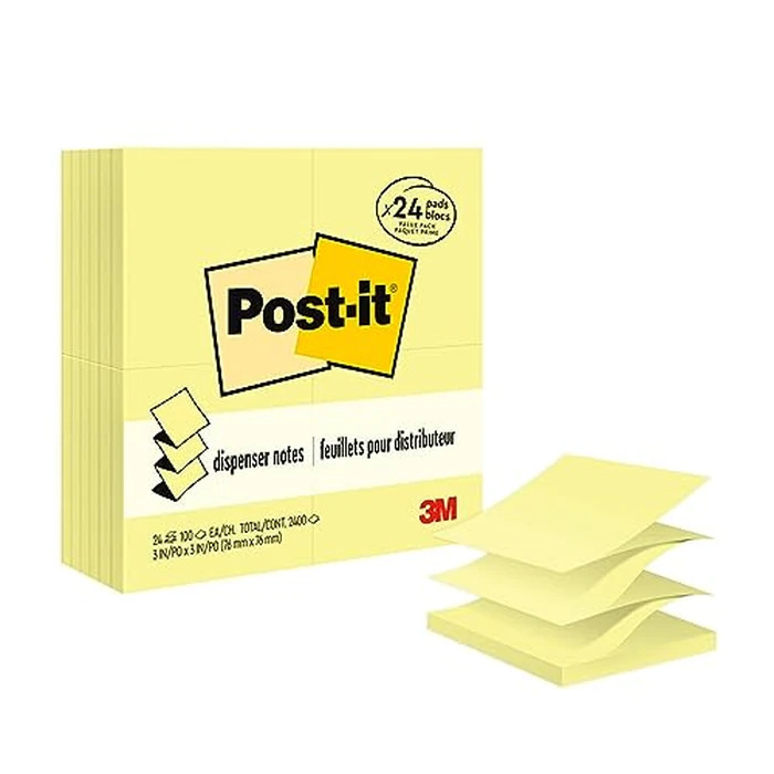 Post-It Notes Original Pop-Up Sticky Notes, 3" x 3", 24 Pads, 90 Sheets/Pad, Canary Yellow (R330Y24VAD) by Post-It - Used - Very Good condition