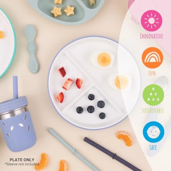 Elk and Friends Kids 7.8” Porcelain White Plates | Suitable for Babies/Toddlers | Microwave & Dishwasher Safe | Non Slip Dinnerware | Snack Dishes | 2 Pack by Elk and Friends - Image 7