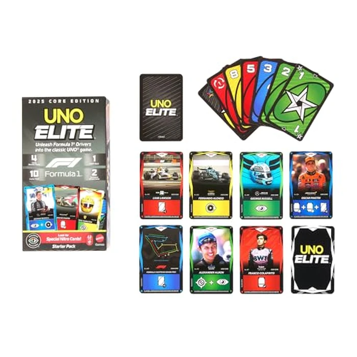 Mattel Games UNO Elite Formula 1 2025 Core Edition Starter Pack Card Game with 4 Game Booster Packs & 2 Promo Cards for Kids, Fans, Families & Game Night by Mattel Games - Image 3