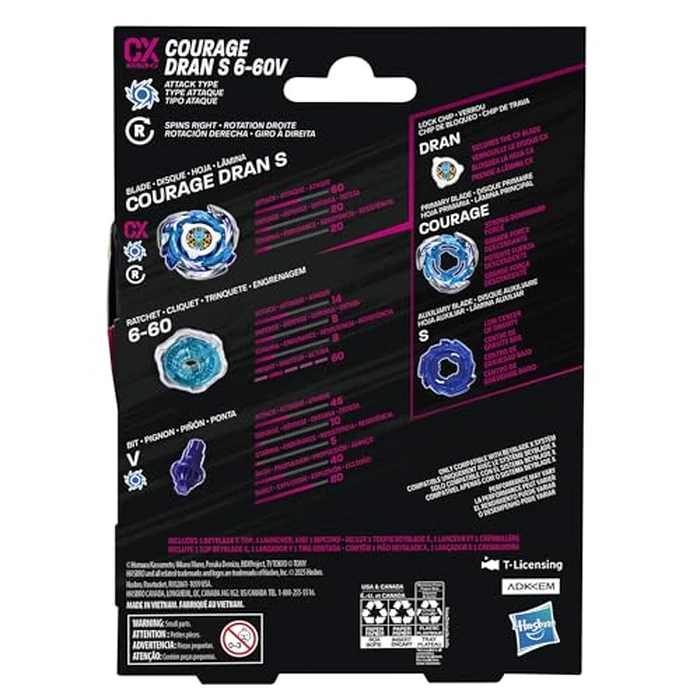 Bey Blade X Courage Dran S 6-60V CX Starter Pack Set, Attack Type Top and Launcher; Authentic Takara Tomy Battle Tops Games, Toys for Boys and Girls 8+ by Beyblade - Image 5