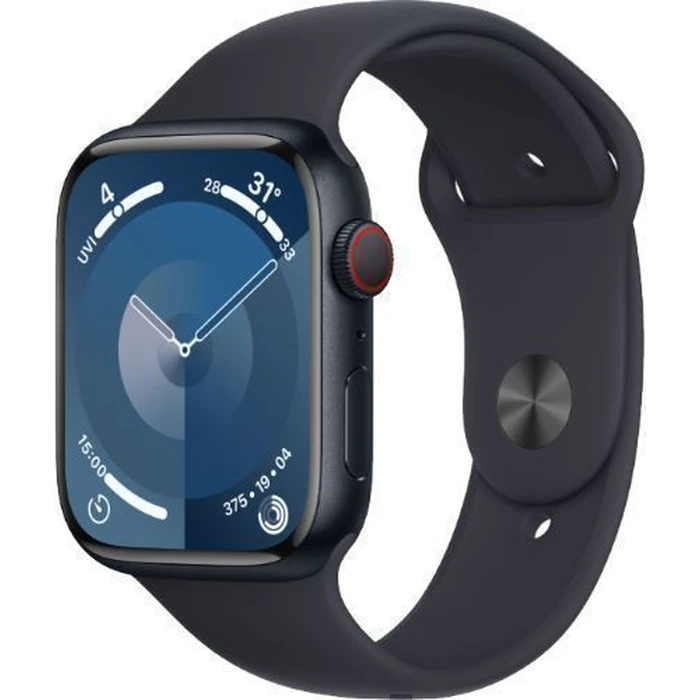 Apple Watch Series 9 (Cellular + GPS) - 64GB - 45mm - Midnight Aluminum Case with Midnight Rubber Sport Band - Medium/Large Size by Apple - Image 2