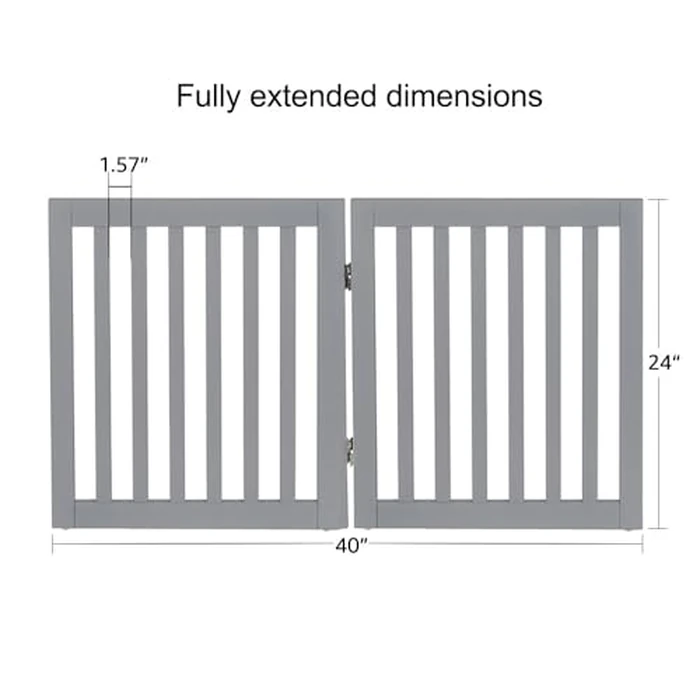 unipaws 24”H Free Standing Pet Gate for Dog Cat, Wooden Dog Gates for Doorway, Stairs, Step Over Foldable Pet Fence for The House, Expandable Doggy Barrier, Indoor Use, Grey by unipaws - Image 5