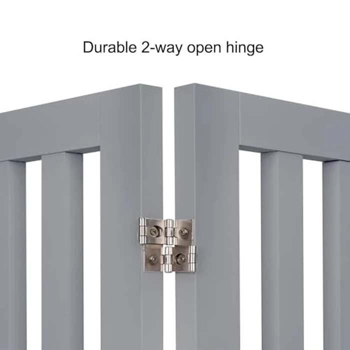 unipaws 24”H Free Standing Pet Gate for Dog Cat, Wooden Dog Gates for Doorway, Stairs, Step Over Foldable Pet Fence for The House, Expandable Doggy Barrier, Indoor Use, Grey by unipaws - Image 7
