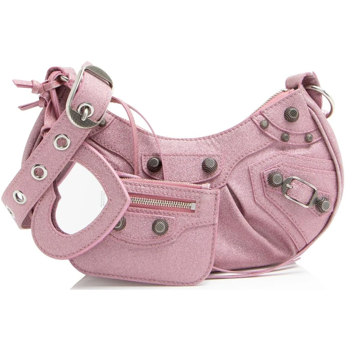 Balenciaga Glitter Fabric Le Cagole XS Shoulder Bag - Glitter Textile - Pink by Balenciaga - Image 1