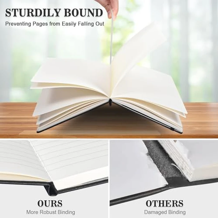 OMEYA 12 Pack A5 Black Lined Journal Notebooks for Work, 100gsm Thick Paper, 5.7"x 8.3", College Ruled Notebooks Bulk, Leather Journal for Writing, Hardcover Notebooks for School, Office by OMEYA - Image 5