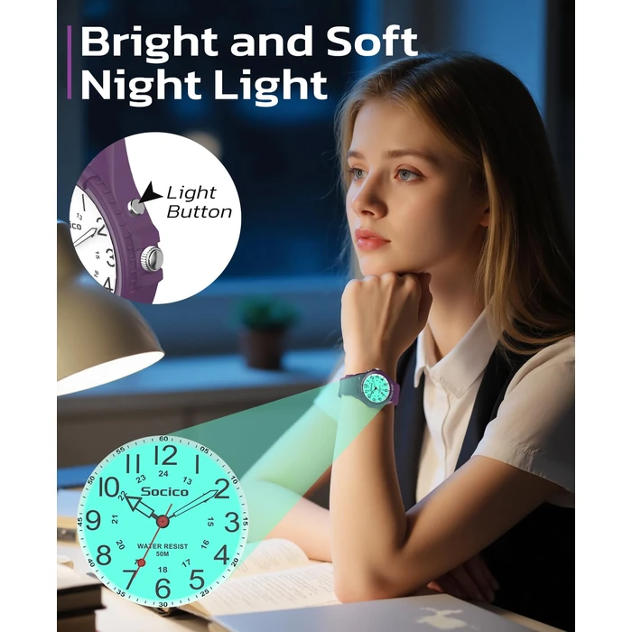 SOCICO Watch for Men Women Big Face Classic Analog Quartz Sports Backlight Unisex Waterproof Nurse Watch for Medical Army Military Time with Second Hand Easy to Read Casual Wristwatch by SOCICO - Image 2
