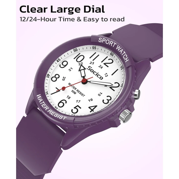 SOCICO Watch for Men Women Big Face Classic Analog Quartz Sports Backlight Unisex Waterproof Nurse Watch for Medical Army Military Time with Second Hand Easy to Read Casual Wristwatch by SOCICO - Image 4