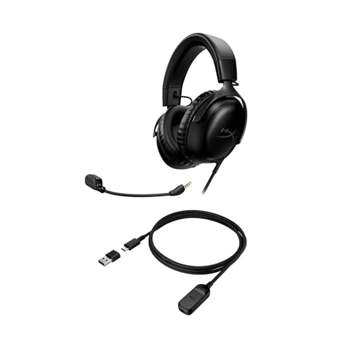 HyperX Cloud III - Wired Gaming Headset, PC, PS5, Xbox Series X|S, Angled 53mm Drivers, DTS Spatial Audio, Memory Foam, Durable Frame, Ultra-Clear 10mm Mic, USB-C, USB-A, 3.5mm - Black by HyperX - Image 4