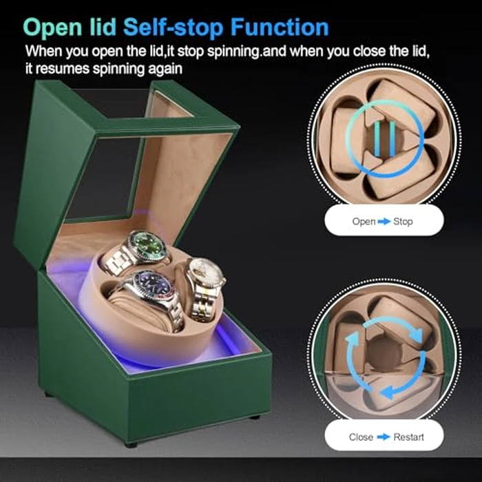 J&T Technology Watch Winder for Automatic Watches,Automatic Watch Winder with LED Light,Rotating Watch Case with Japanese Quiet Motor,4 Rotation Modes,USB Type C by J&T Technology - Image 5