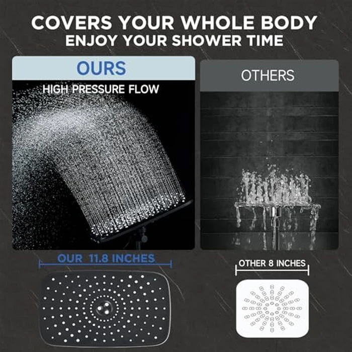 Veken 11.8" Rain Shower Head with Handheld, Family's Choice Award, High Pressure Handheld Shower Heads with Multi Spray Modes, Rainfall Combo with Extension Arm,Detachable Dual Shower, Matte Black by Veken - Image 3