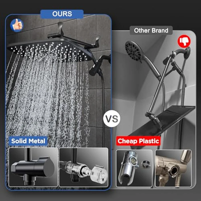 Veken 11.8" Rain Shower Head with Handheld, Family's Choice Award, High Pressure Handheld Shower Heads with Multi Spray Modes, Rainfall Combo with Extension Arm,Detachable Dual Shower, Matte Black by Veken - Image 6