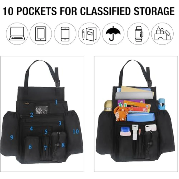 ECWKVN Car Front Seat Organizer - Car File Organizer, Passenger Seat Storage Bag Law Enforcement - Vehicle Storage with Dedicated Laptop Tablet Holder Cup Holder, Black by ECWKVN - Image 3