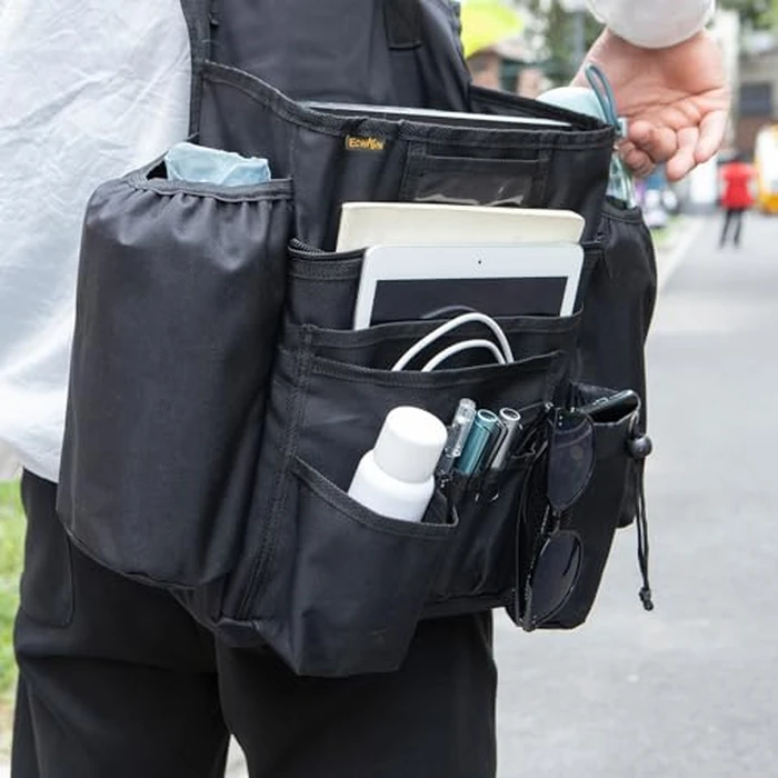 ECWKVN Car Front Seat Organizer - Car File Organizer, Passenger Seat Storage Bag Law Enforcement - Vehicle Storage with Dedicated Laptop Tablet Holder Cup Holder, Black by ECWKVN - Image 7