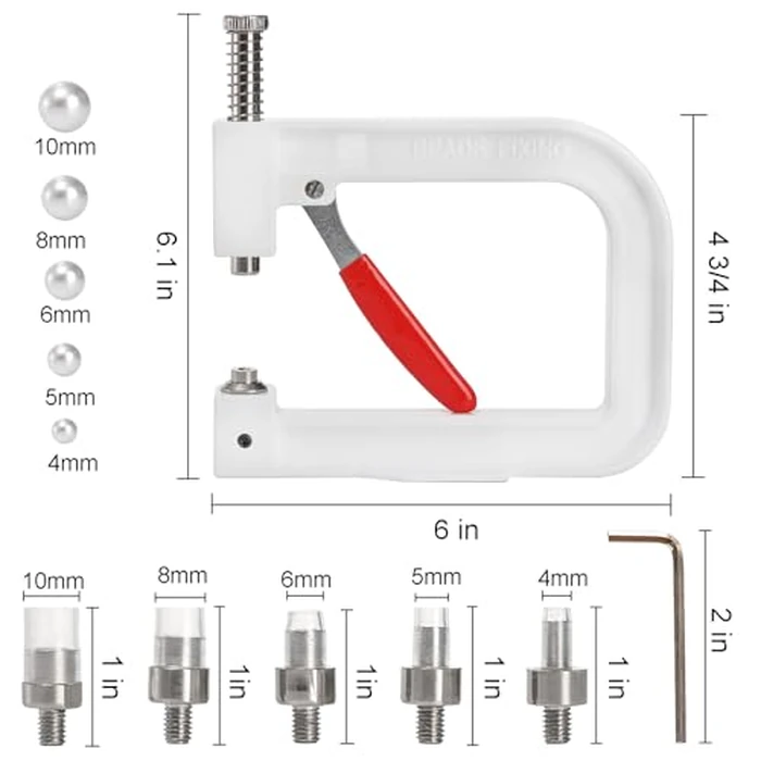 Okllen Pearl Handmade Setting Machine, Beads Rivet Fixing Machine with 5 Sizes, Round Pearl Beads Rivet Studs for Hats, Shoes, Clothes, Bags, Skirts, Beads DIY Accessories by Okllen - Image 2