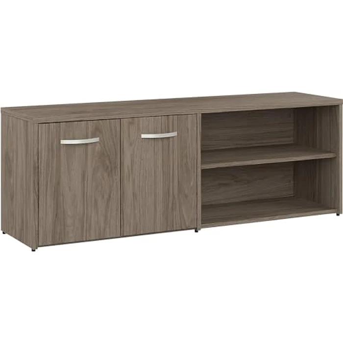 Bush Business Furniture Studio C Low Storage Cabinet with Doors and Shelves in Modern Hickory, Organization for Home or Professional Office by Bush Furniture - Used - Like New condition - US$152.39