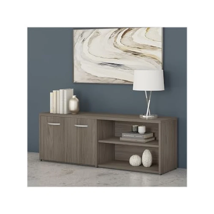 Bush Business Furniture Studio C Low Storage Cabinet with Doors and Shelves in Modern Hickory, Organization for Home or Professional Office by Bush Furniture - Image 2
