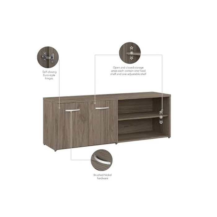 Bush Business Furniture Studio C Low Storage Cabinet with Doors and Shelves in Modern Hickory, Organization for Home or Professional Office by Bush Furniture - Image 3