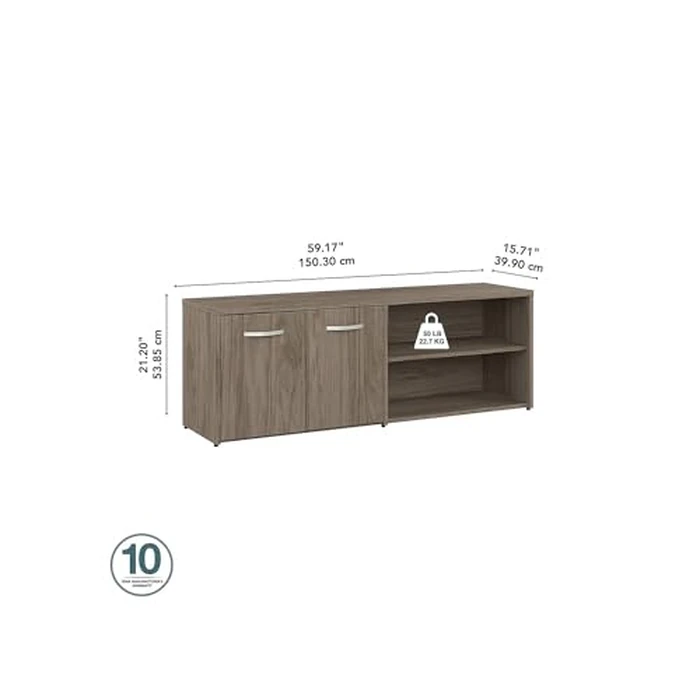 Bush Business Furniture Studio C Low Storage Cabinet with Doors and Shelves in Modern Hickory, Organization for Home or Professional Office by Bush Furniture - Image 4