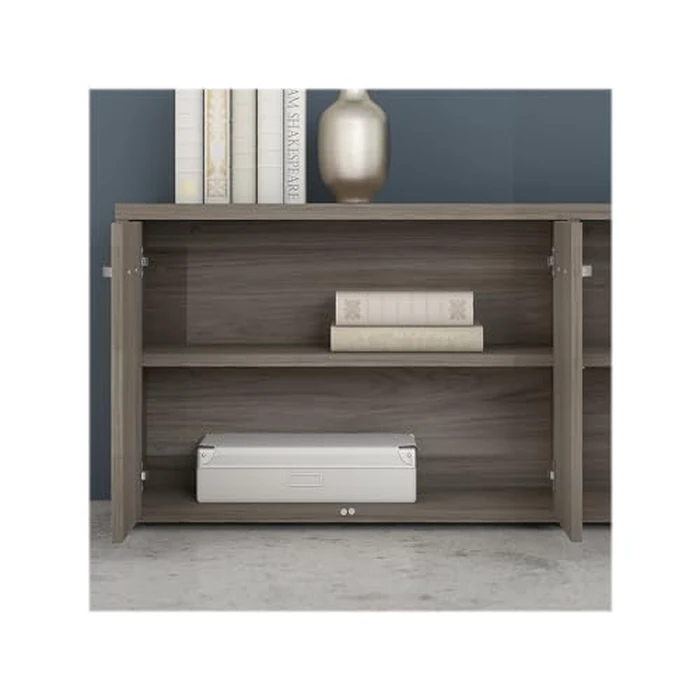 Bush Business Furniture Studio C Low Storage Cabinet with Doors and Shelves in Modern Hickory, Organization for Home or Professional Office by Bush Furniture - Image 6