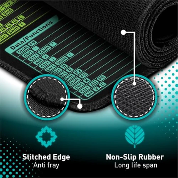 Pixiecube Excel Shortcut Keys Mouse Pad - Extended Large XXL Cheat Sheet Gaming Mousepad | PC Office Spreadsheet Keyboard Mat | Non-Slip Stitched Edge by Pixiecube - Image 5