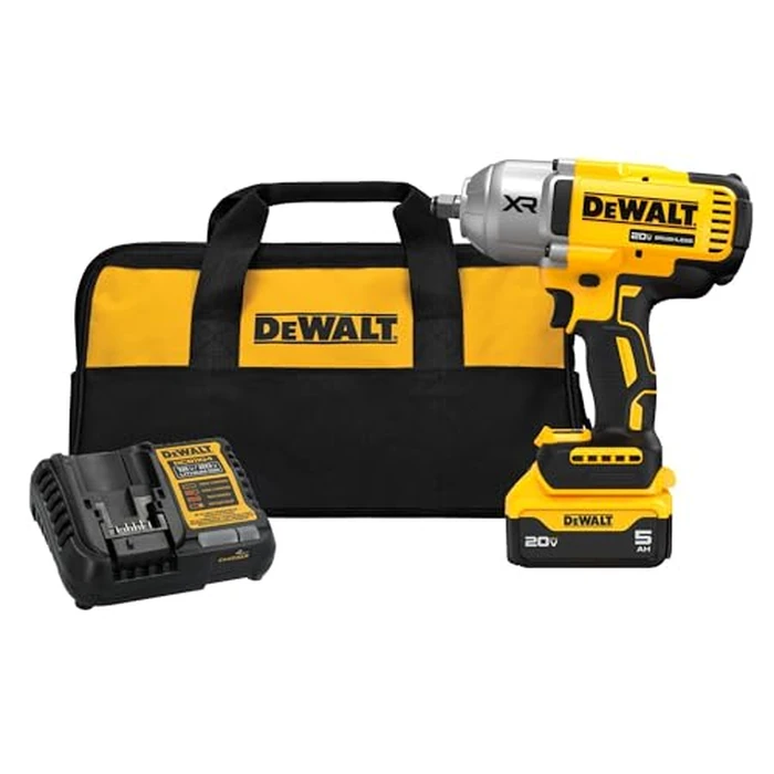 DEWALT 20V MAX Cordless Impact Wrench with Hog Ring Anvil, Brushless High Torque 1/2 Impact Gun, 4-Mode Speed, Includes Battery, Charger and Kit Bag (DCF900P1) by DEWALT - Used - Very Good condition - US$249.22