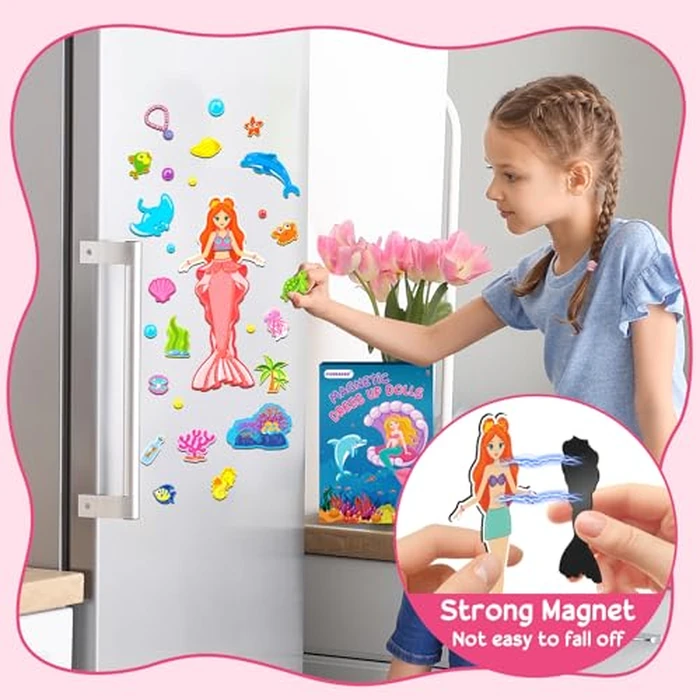 Magnetic Dress Up Dolls Girls Toys Princess Mermaid Fairy Ballerina Fridge Magnets Puzzles Toddlers 3-5 Pretend Play Car Road Trip Airplane Travel Games Activity Birthday Gift 3 4 5 6 7 8 Gilr Boy by Vunrahsg - Image 5