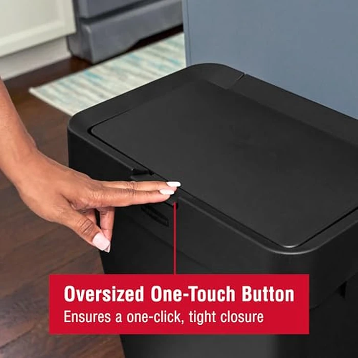 Rubbermaid Touch-Top Kitchen Trash Can with Lid, 12.2 Gallon, Black, Garbage Container for Home/Kitchen/Apartment/Garage by Rubbermaid - Image 2
