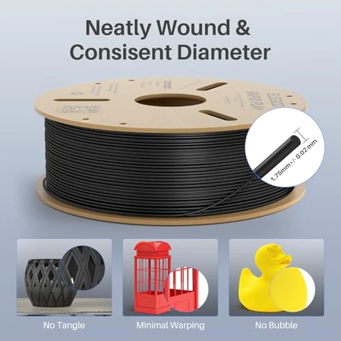 ELEGOO Rapid PLA Plus Filament 1.75mm Black & White 2KG PLA+ 3D Printer Filament Max 600 mm/s High Speed Printing, Toughness, Highly Fluid Printing, Dimensional Accuracy +/- 0.02 mm by ELEGOO - Image 5