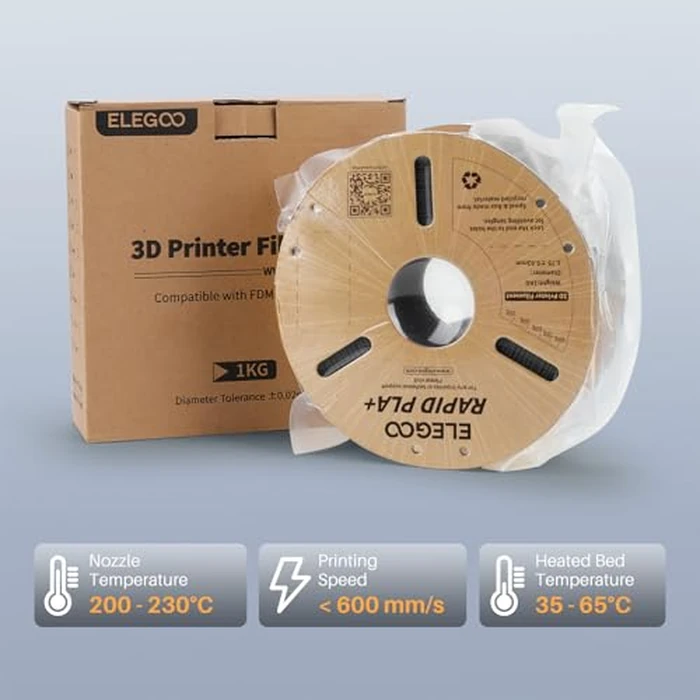 ELEGOO Rapid PLA Plus Filament 1.75mm Black & White 2KG PLA+ 3D Printer Filament Max 600 mm/s High Speed Printing, Toughness, Highly Fluid Printing, Dimensional Accuracy +/- 0.02 mm by ELEGOO - Image 6