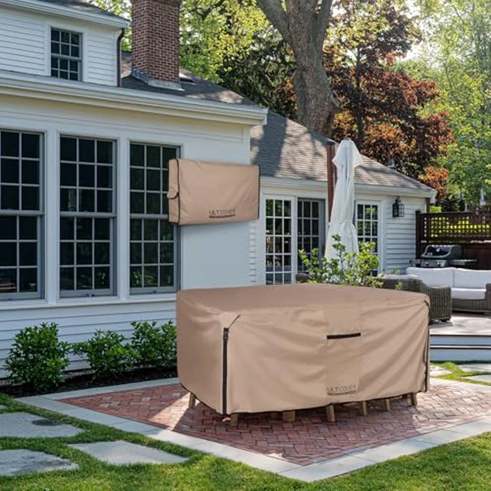 ULTCOVER Square Patio Heavy Duty Table Cover - 600D Tough Canvas Waterproof Outdoor Dining Table and Chairs General Purpose Furniture Cover Size 106 inches by ULTCOVER - Image 6