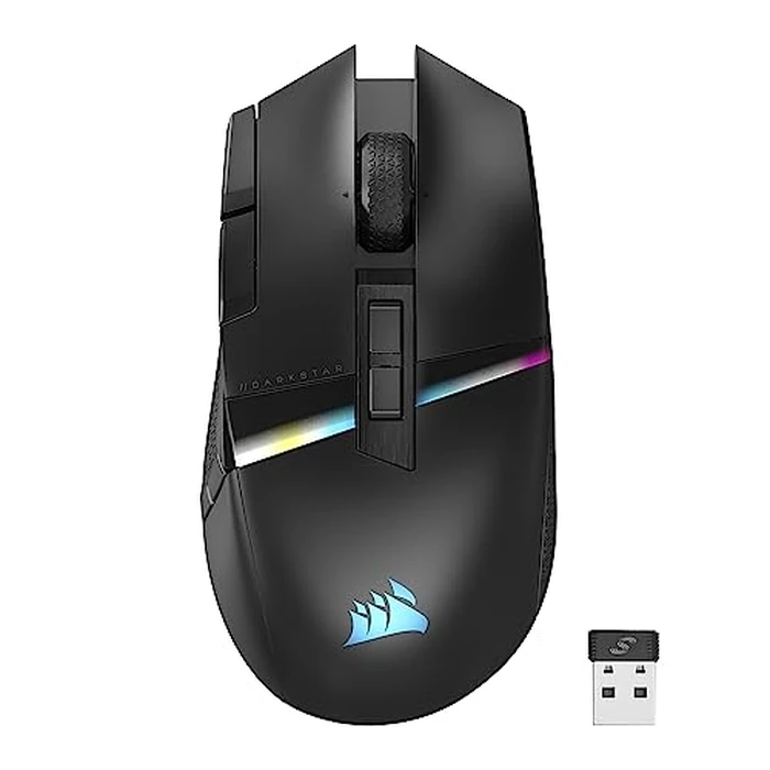 CORSAIR DARKSTAR RGB Wireless Gaming Mouse for MMO, MOBA - 26,000 DPI - 15 Programmable Buttons - Up to 80hrs Battery - iCUE Compatible - Black by Corsair - Image 1