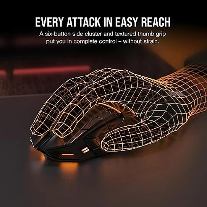 CORSAIR DARKSTAR RGB Wireless Gaming Mouse for MMO, MOBA - 26,000 DPI - 15 Programmable Buttons - Up to 80hrs Battery - iCUE Compatible - Black by Corsair - Image 3