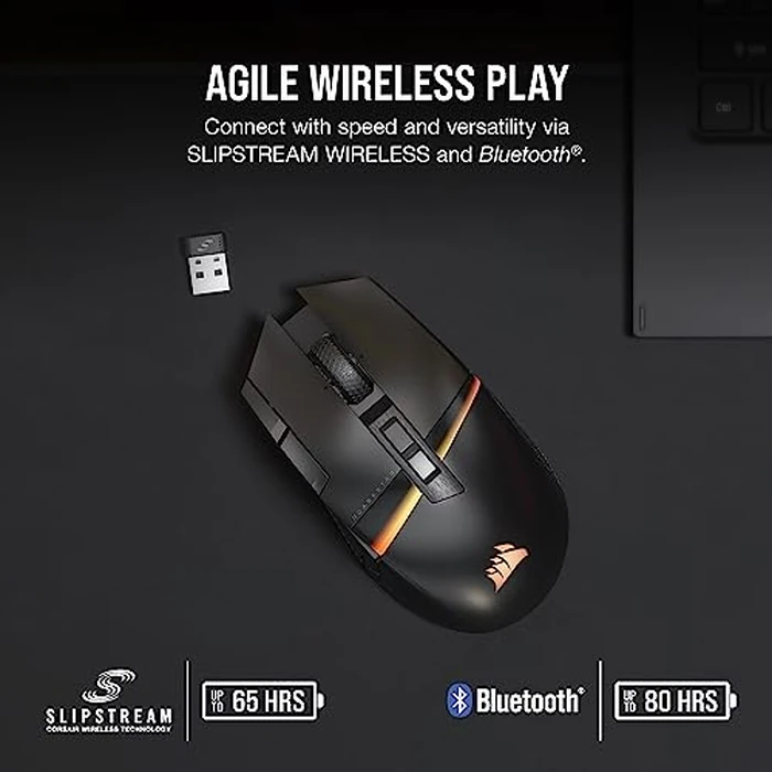CORSAIR DARKSTAR RGB Wireless Gaming Mouse for MMO, MOBA - 26,000 DPI - 15 Programmable Buttons - Up to 80hrs Battery - iCUE Compatible - Black by Corsair - Image 5