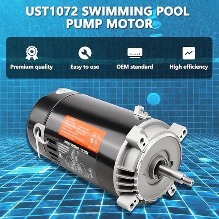 RAMATA UST1072 Pool Pump Motor 1.5 HP, 115/230V Dual Voltage Swimming Pool Pump Motor, Replacement for Hayward and Century Pool Pump Motors by RAMATA - Image 7